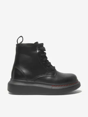 Alexander McQueen Kids Leather Lace Up Chunky Boots