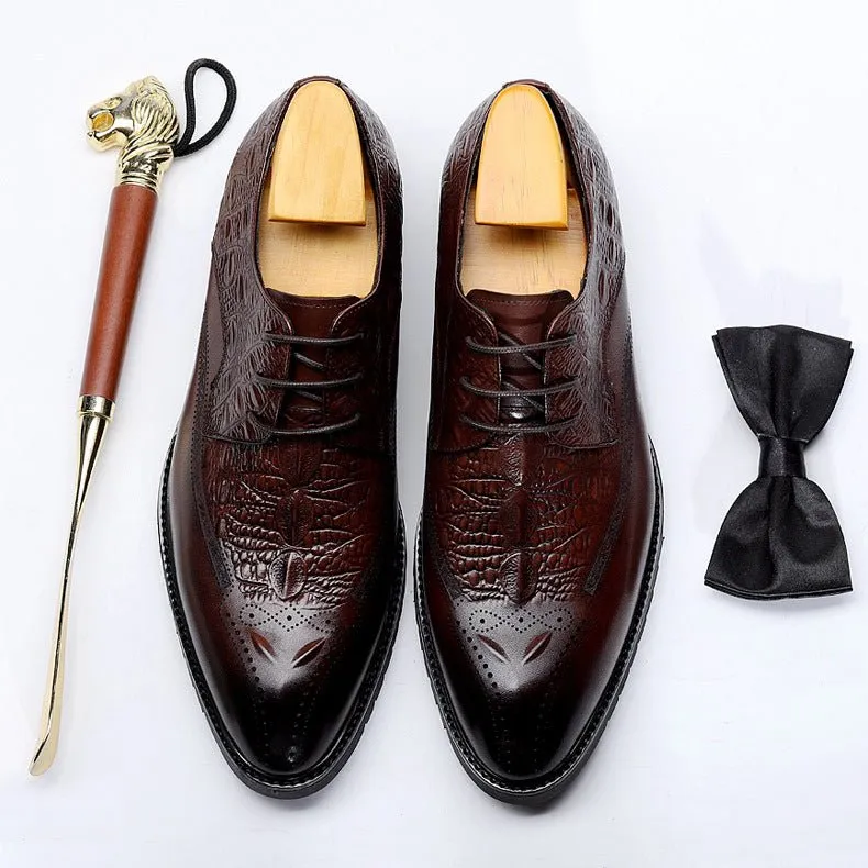 AlliLux Exotic Lace-Up Leather Dress Shoes