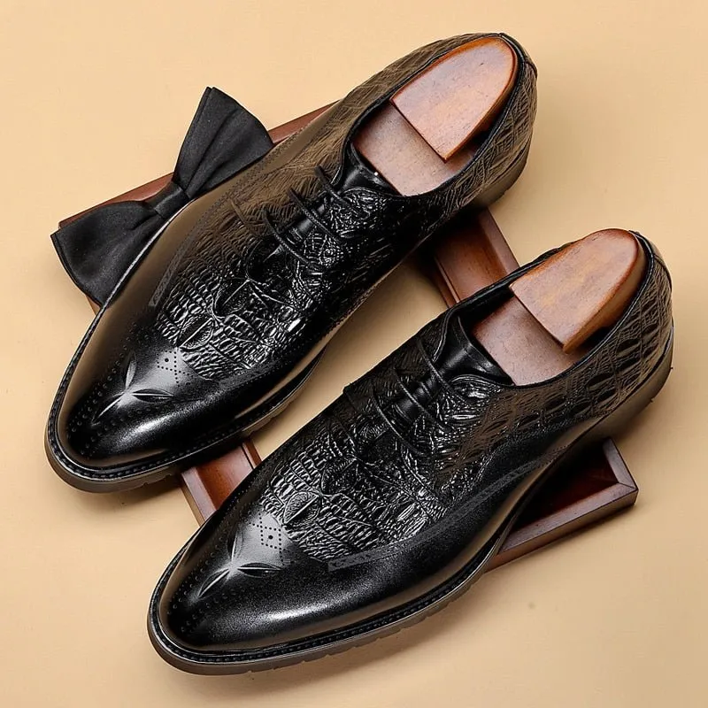 AlliLux Exotic Lace-Up Leather Dress Shoes