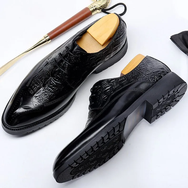 AlliLux Exotic Lace-Up Leather Dress Shoes