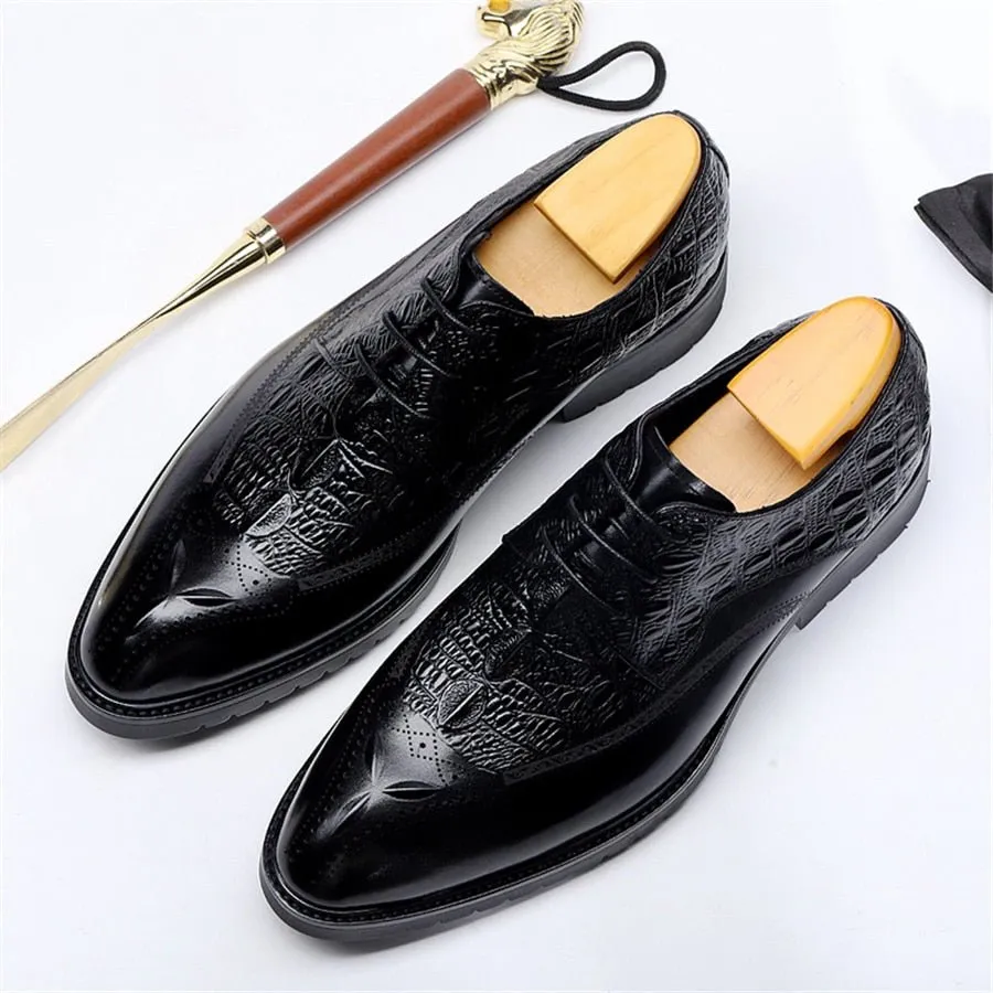 AlliLux Exotic Lace-Up Leather Dress Shoes