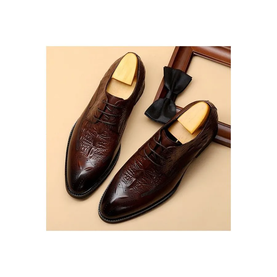 AlliLux Exotic Lace-Up Leather Dress Shoes