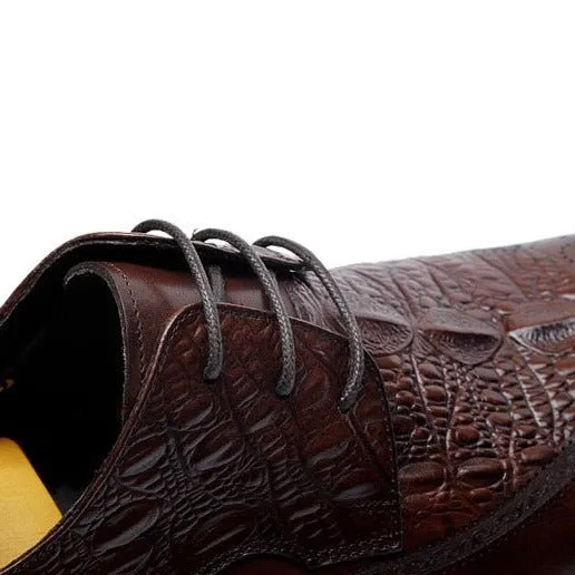 AlliLux Exotic Lace-Up Leather Dress Shoes