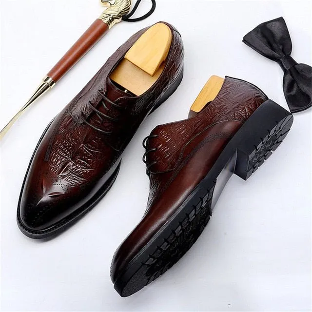 AlliLux Exotic Lace-Up Leather Dress Shoes