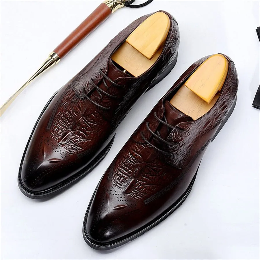 AlliLux Exotic Lace-Up Leather Dress Shoes