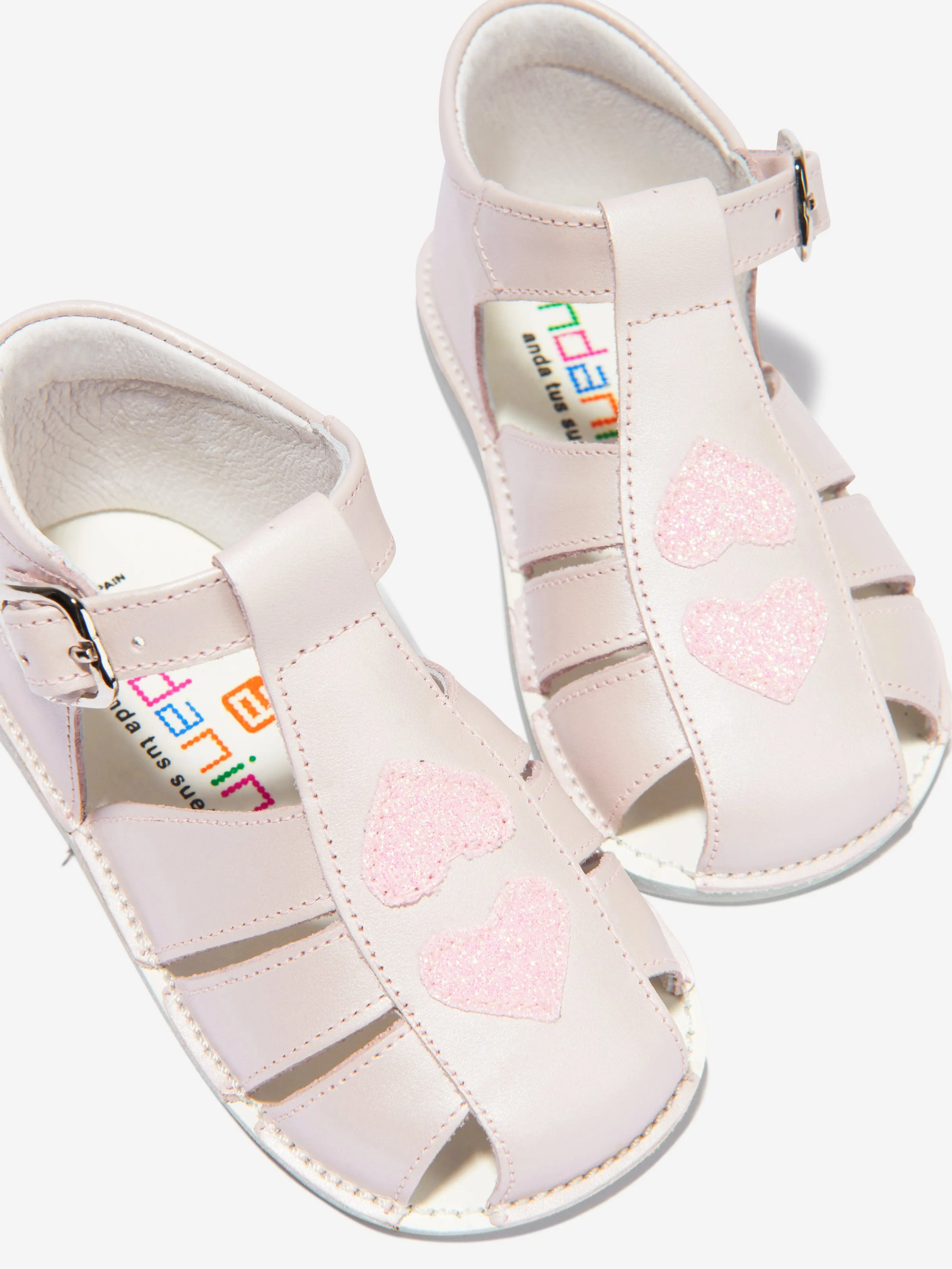 Andanines Baby Girls Leather Heart Sandals