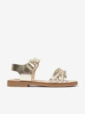 Andanines Girls Leather Sandals in Gold