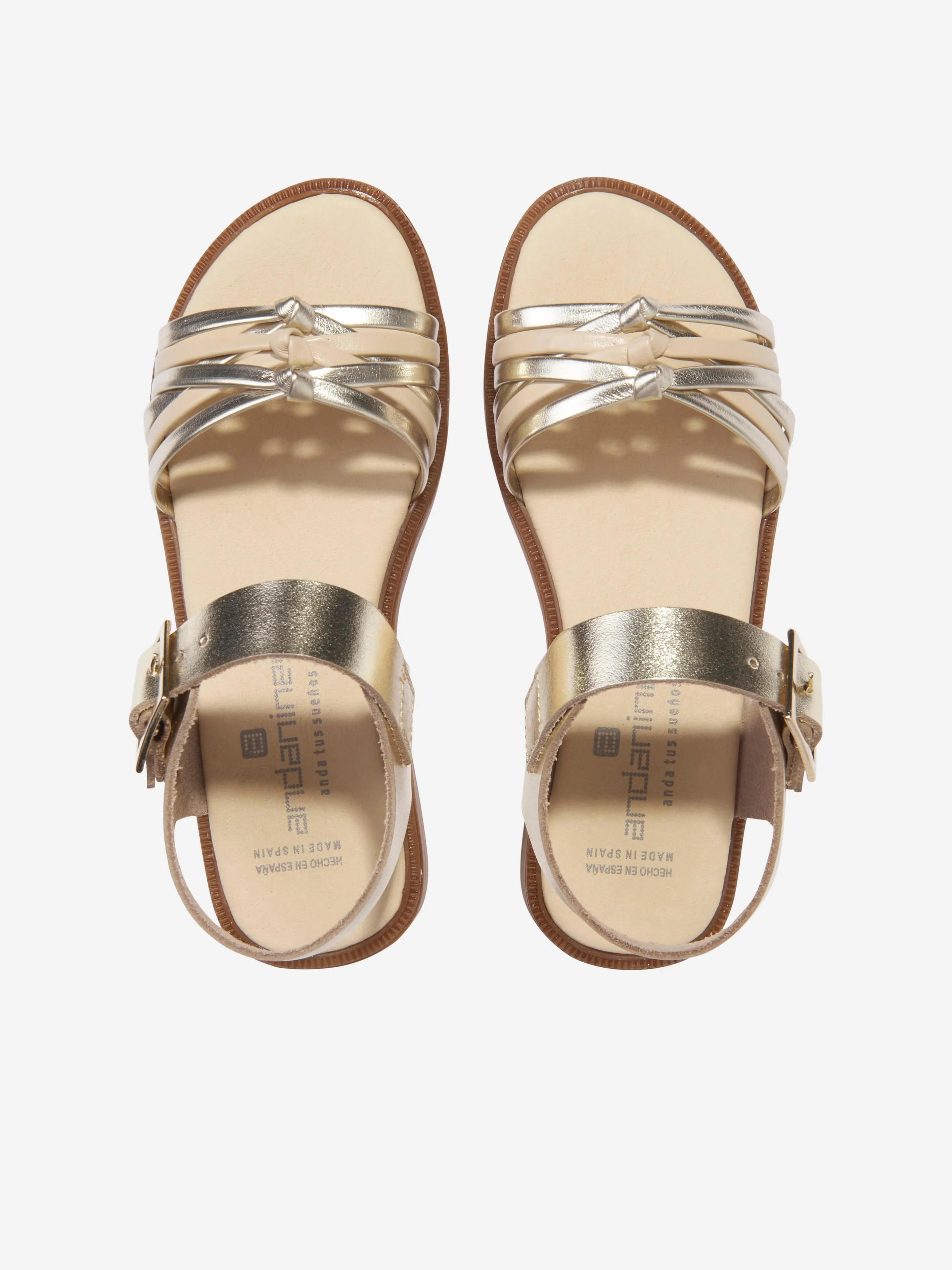 Andanines Girls Leather Sandals in Gold