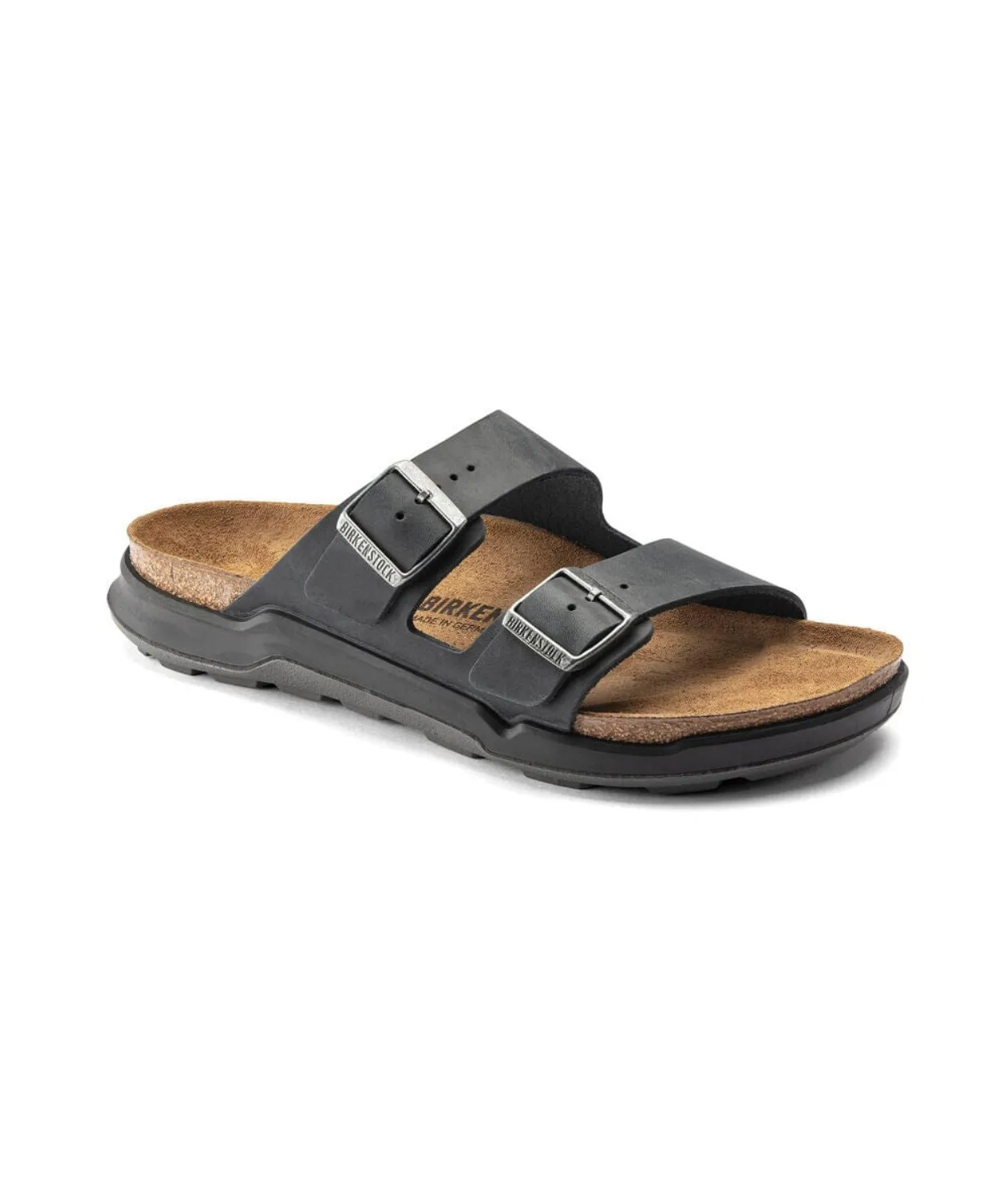 Birkenstock Arizona Cross Town Oiled Leather Black Womens Sandals