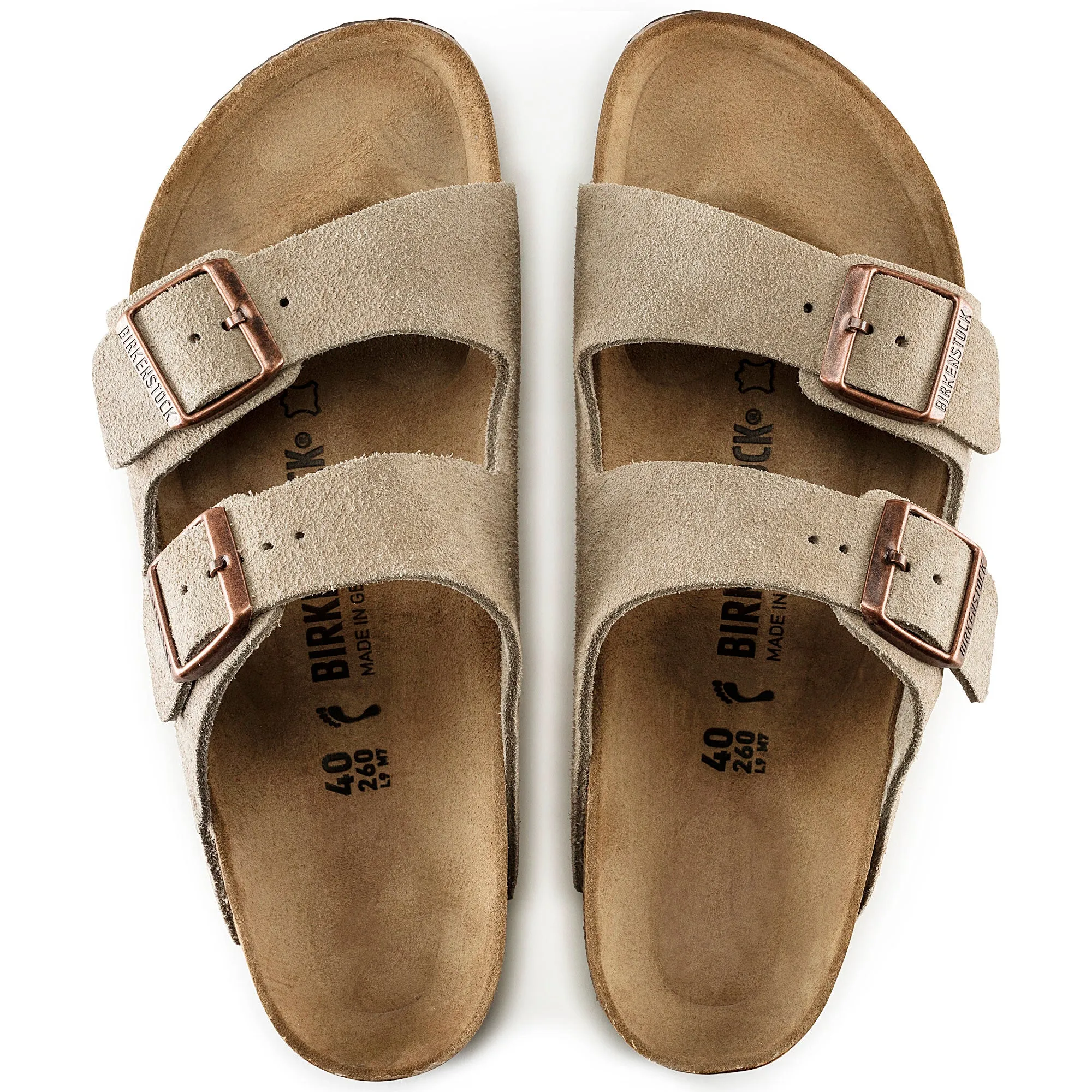 Birkenstock Arizona Suede Leather Color: Taupe (MEDIUM/NARROW WIDTH)