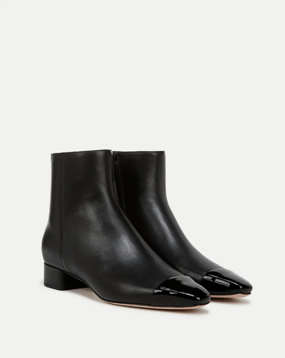 Cecile Leather Cap-Toe Bootie