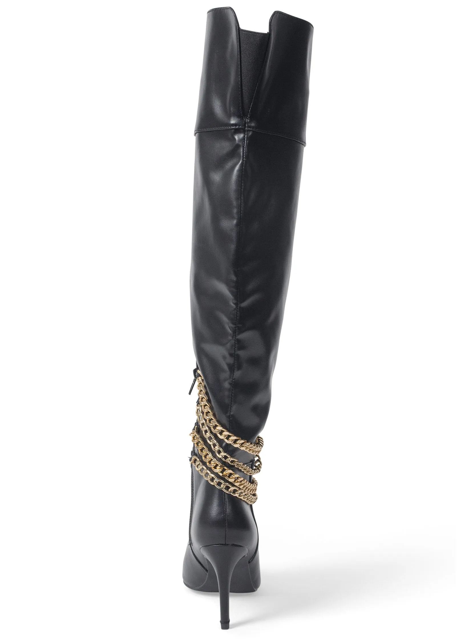 Chain High Heel Boots - Black