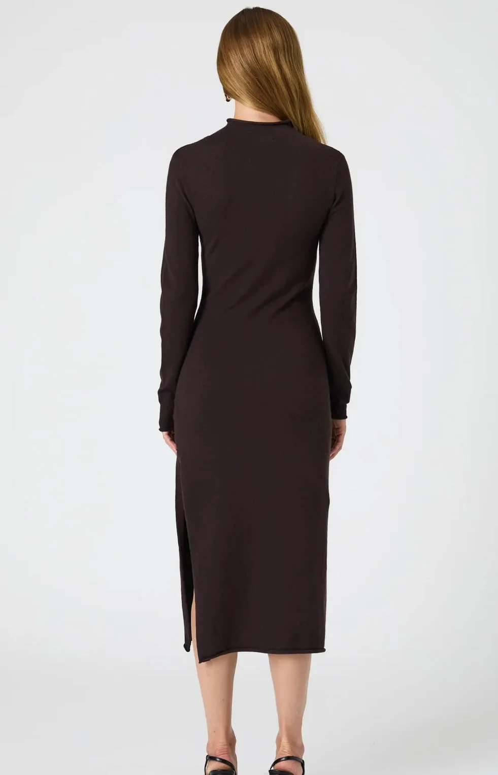 Cosysoft Side Split Midi Dress- Chocolate Ganache