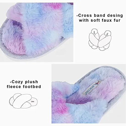 DOCOSS Warm Indoor and Outdoor cozy slippers for Winter, Bedroom Home Slippers For Women,Fur & Cotton Memory Foam Cushion (Unicorn)(UK 5-6 -26 cm)