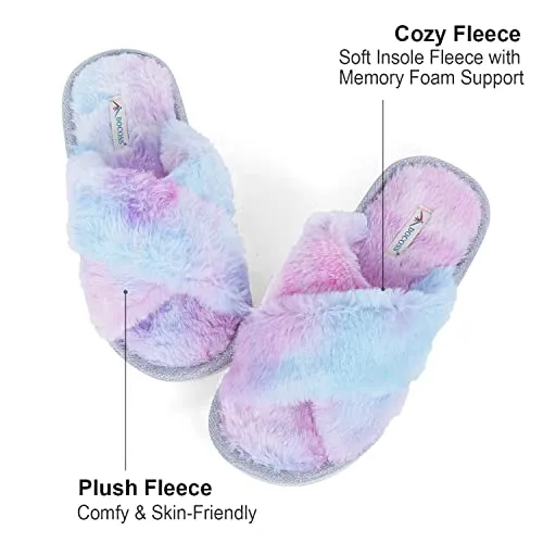 DOCOSS Warm Indoor and Outdoor cozy slippers for Winter, Bedroom Home Slippers For Women,Fur & Cotton Memory Foam Cushion (Unicorn)(UK 5-6 -26 cm)