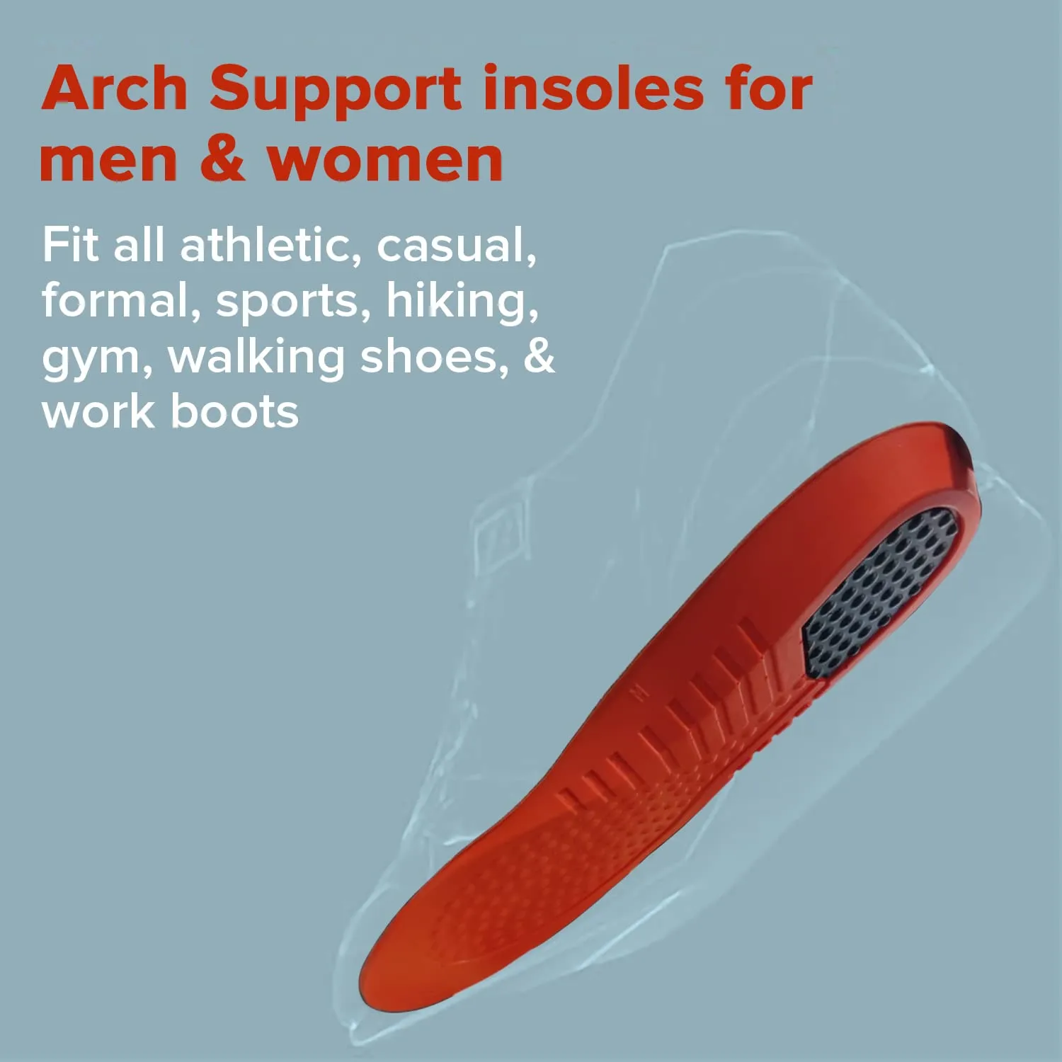 Dr Foot Arch Support Gel Insole Pair | For All-Day Comfort | Shoe Inserts for Flat Feet, High Arch, Foot Pain | Full-Length Orthotics | For Men & Women – 1 Pair (Large Size) (Pack of 10)