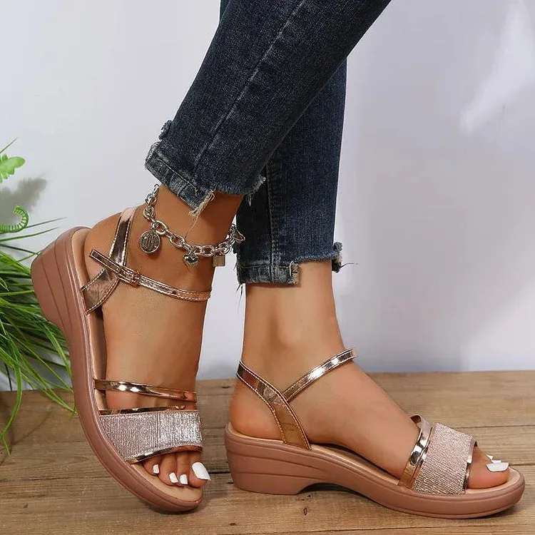 Eloise - Strappy Wedge Sandals for Elegant Comfort