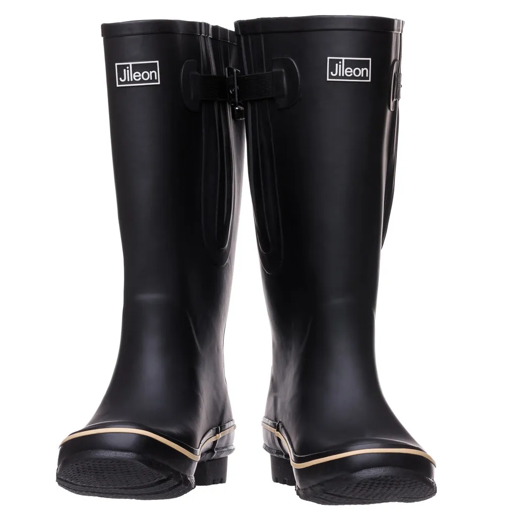 Extra Wide Calf Womens' Rain Boots - Black - 16-23 Inch Calf - Wide Foot & Ankle