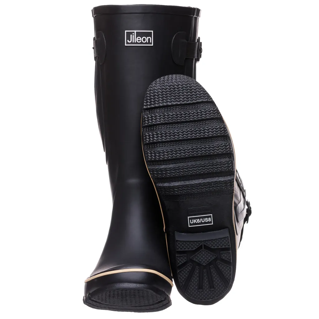 Extra Wide Calf Womens' Rain Boots - Black - 16-23 Inch Calf - Wide Foot & Ankle