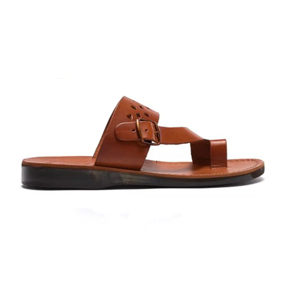 Ezra - Leather Cut Out Sandal | Honey