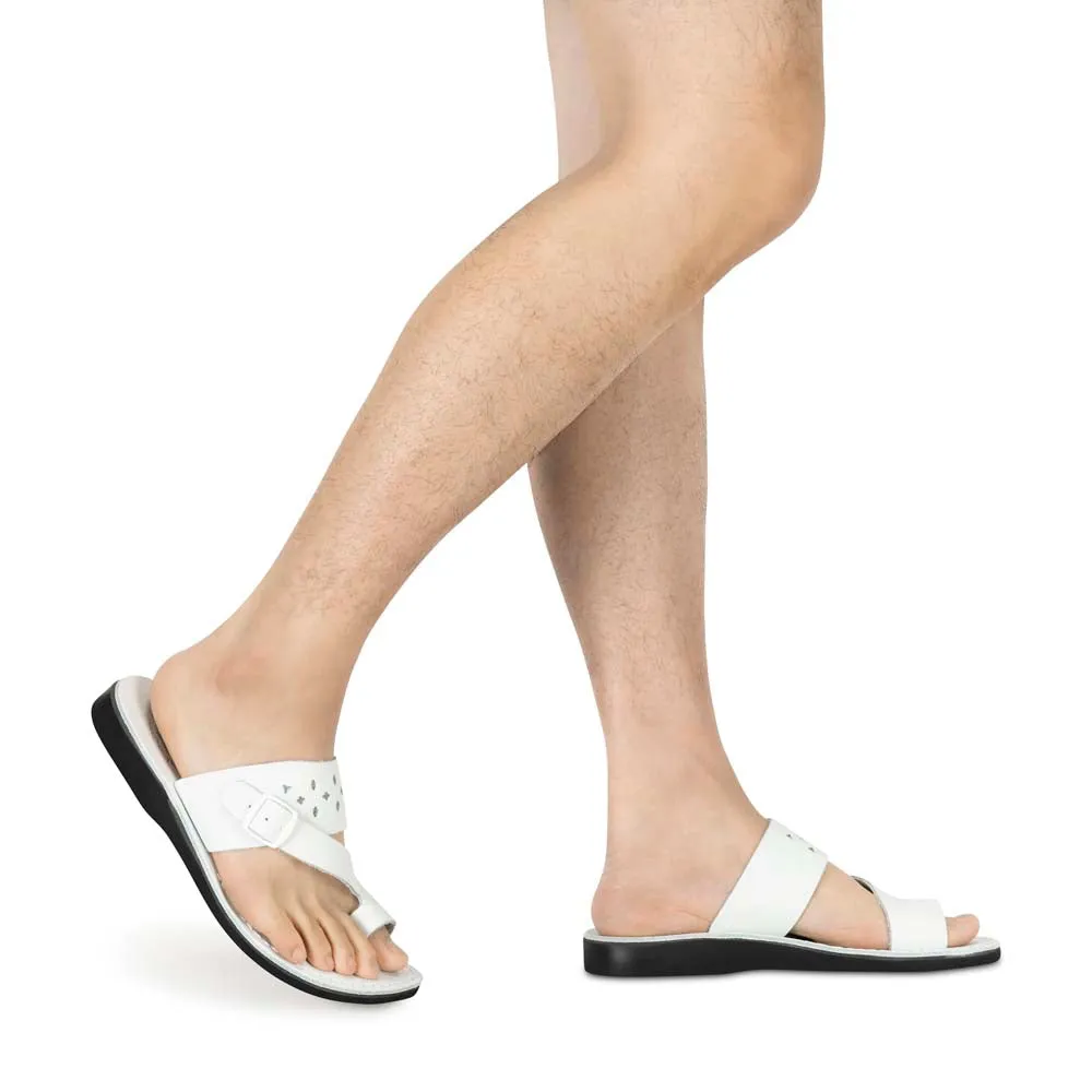 Ezra - Leather Cut Out Sandal | White