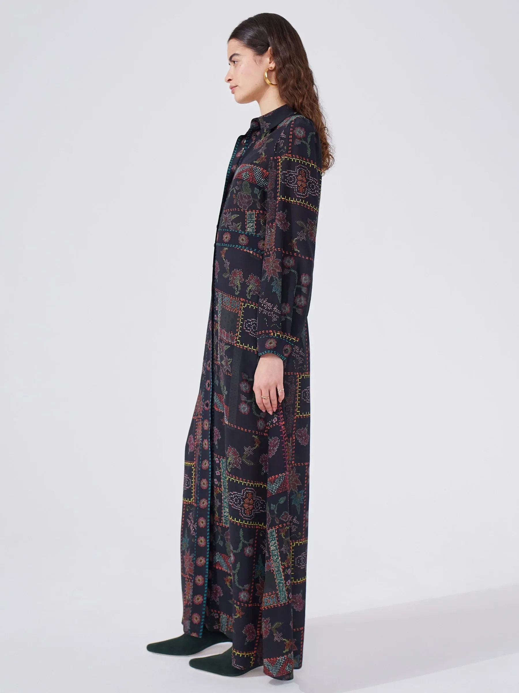 Hayley Menzies Aida Silk Maxi Shirt Dress