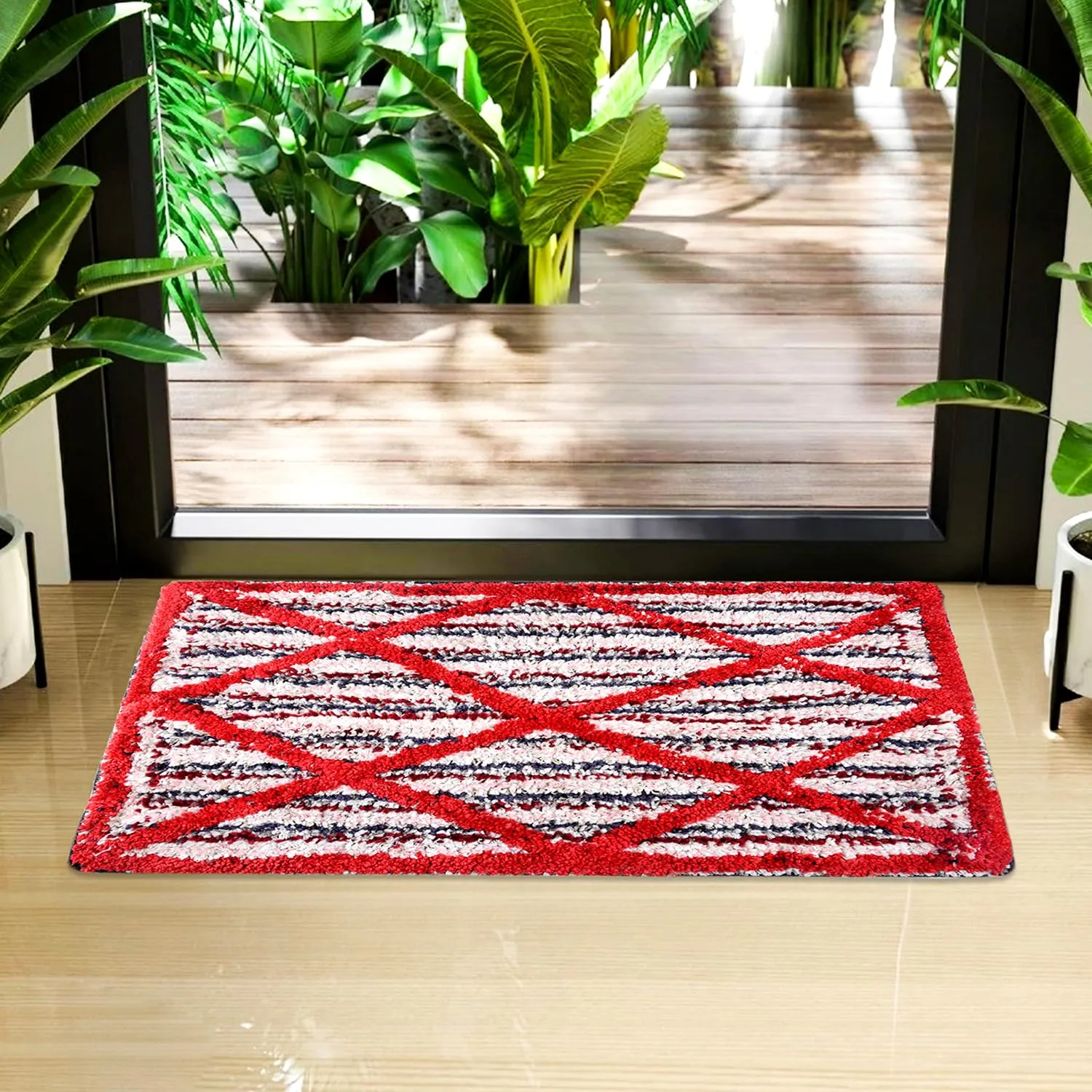 Heart Home Door Mat | Dust Trapper Mat | Door Entrance Mat | Anti-Skid Door Mat | Floor Mat for Home Entrance | Katli Mingle Door Mat | Entryway Door Mat | Pack of 2 | Red