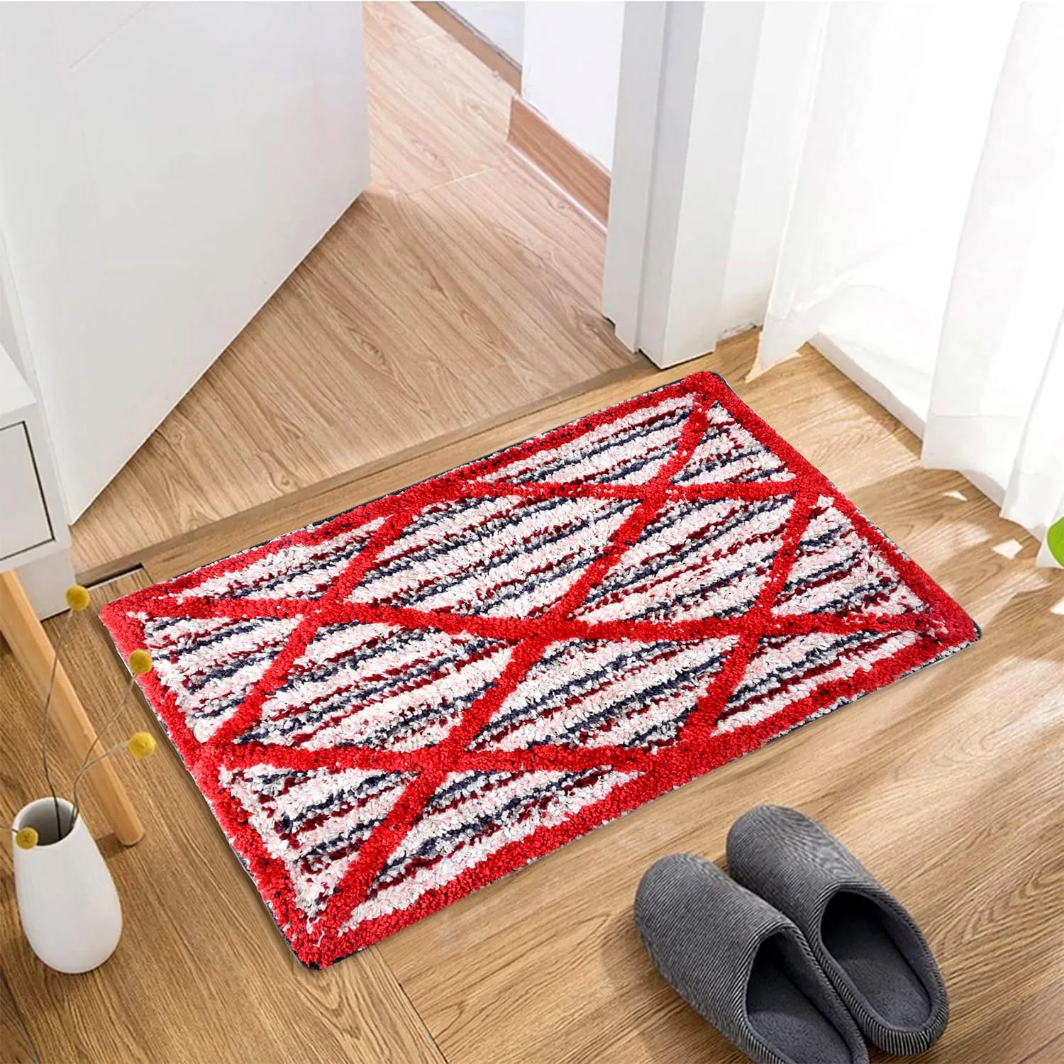 Heart Home Door Mat | Dust Trapper Mat | Door Entrance Mat | Anti-Skid Door Mat | Floor Mat for Home Entrance | Katli Mingle Door Mat | Entryway Door Mat | Pack of 2 | Red