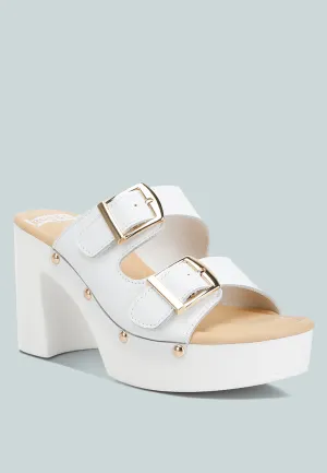 Kenna Dual Buckle Strap Sandals In White