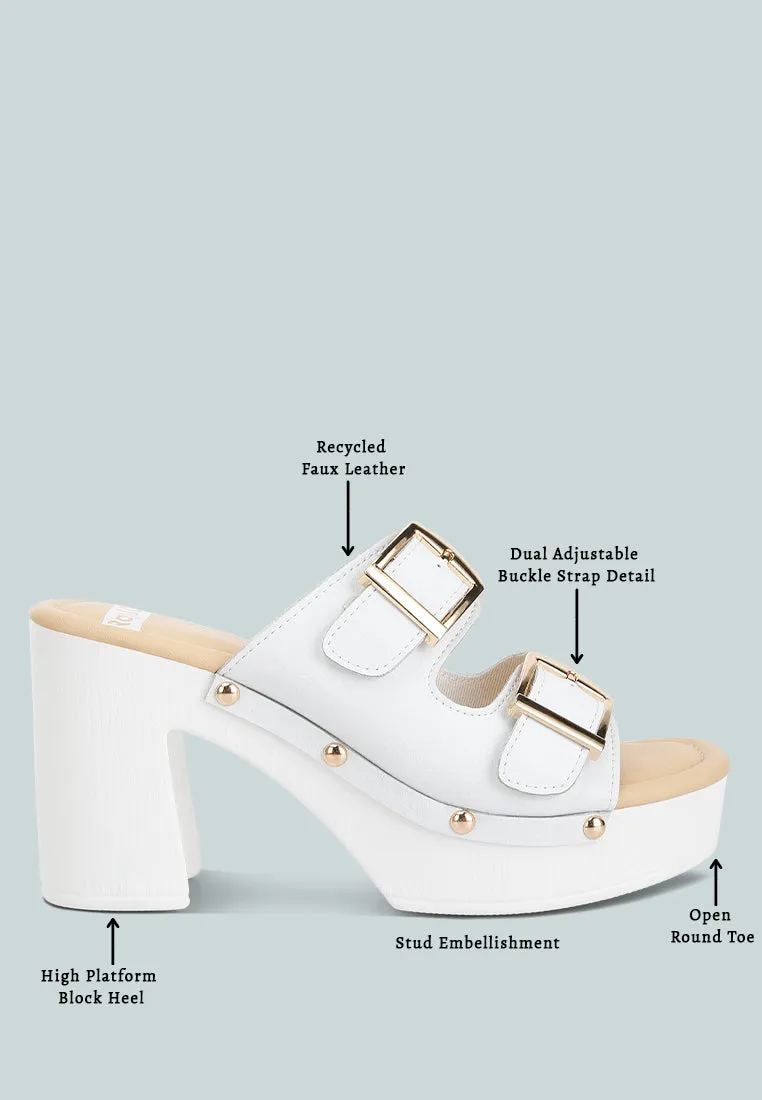 Kenna Dual Buckle Strap Sandals In White