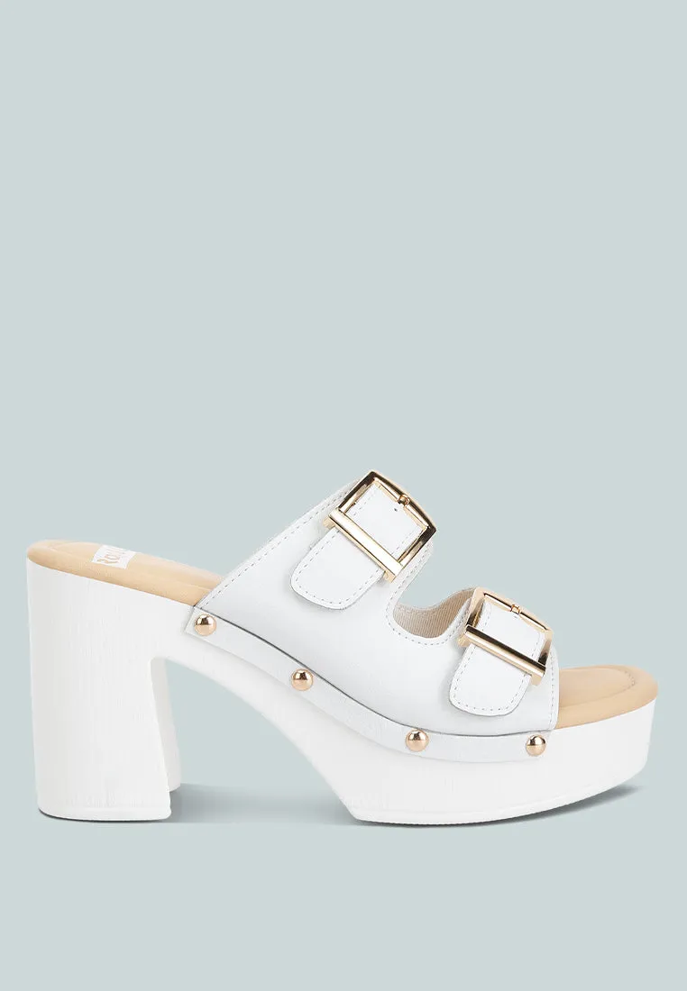 Kenna Dual Buckle Strap Sandals In White