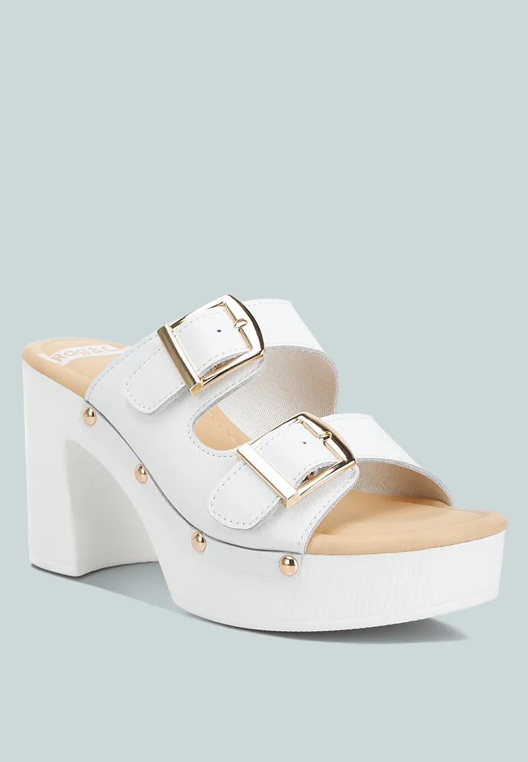 Kenna Dual Buckle Strap Sandals In White