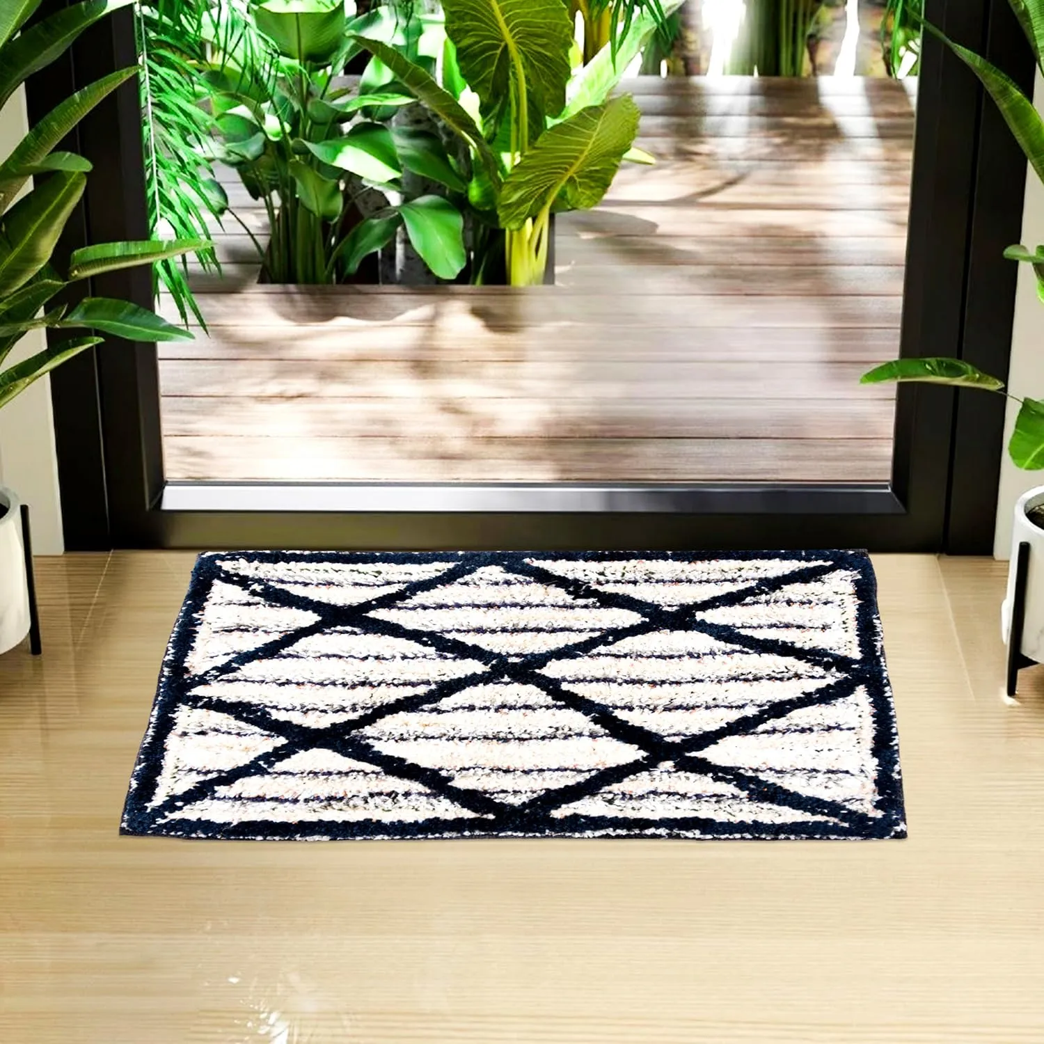 Kuber Industries Door Mat | Dust Trapper Mat | Door Entrance Mat | Anti-Skid Door Mat | Floor Mat for Home Entrance | Katli Mingle Door Mat | Entryway Door Mat | Pack of 2 | Blue