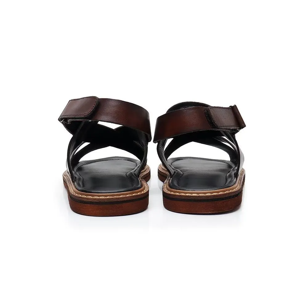 LeatherLux Roman Peep Toe Sandals