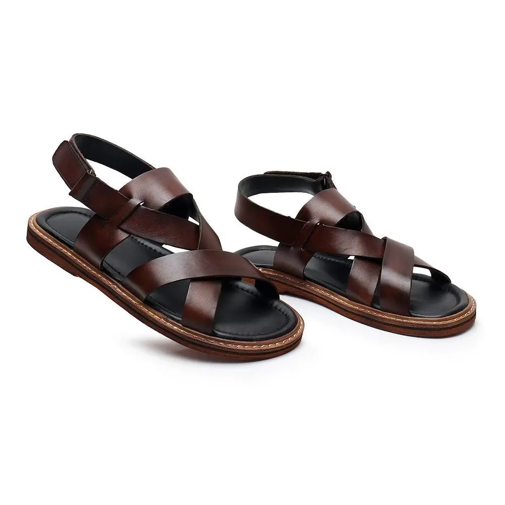 LeatherLux Roman Peep Toe Sandals