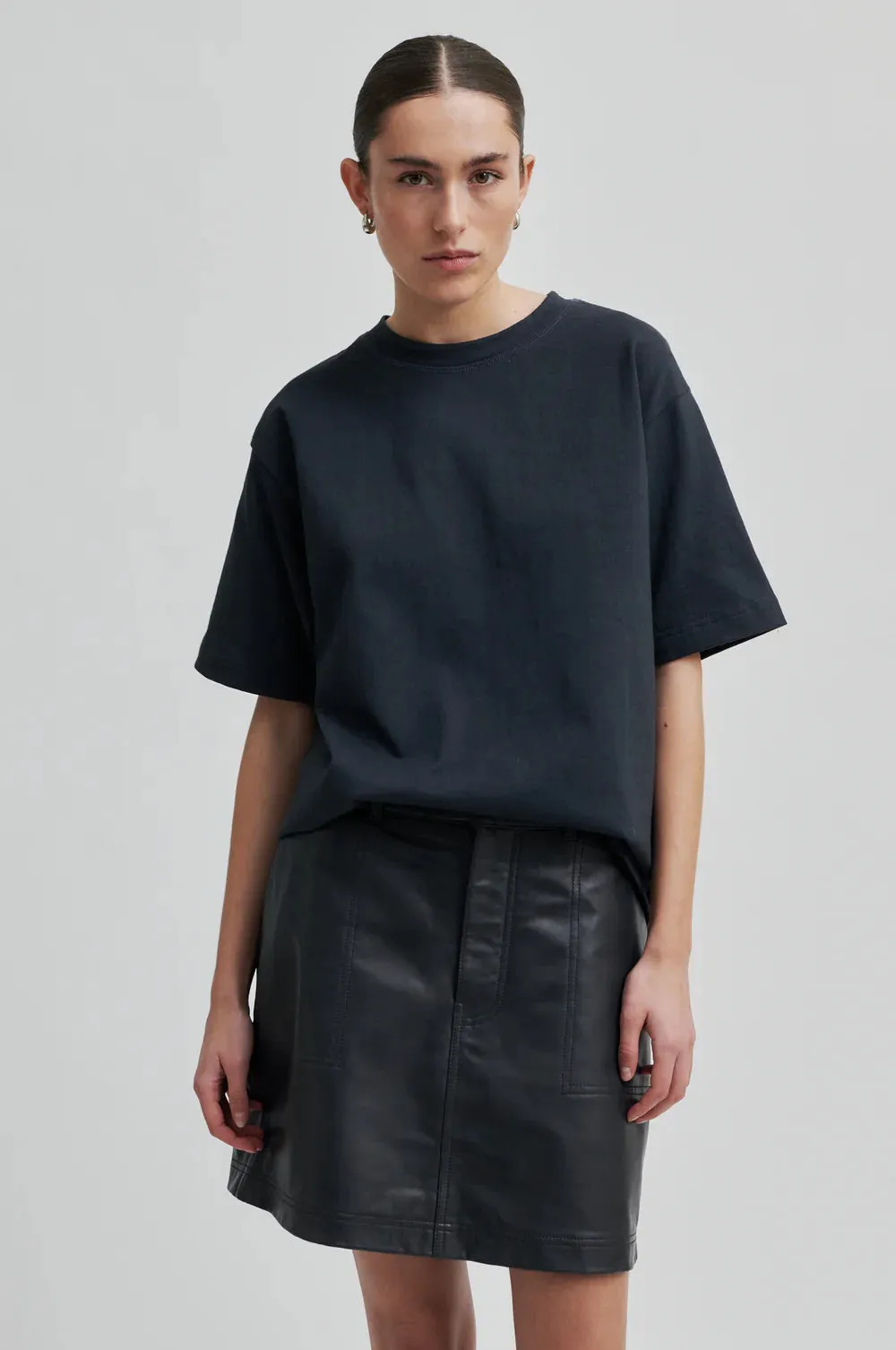 Letho Leather Skirt Volcanic Ash