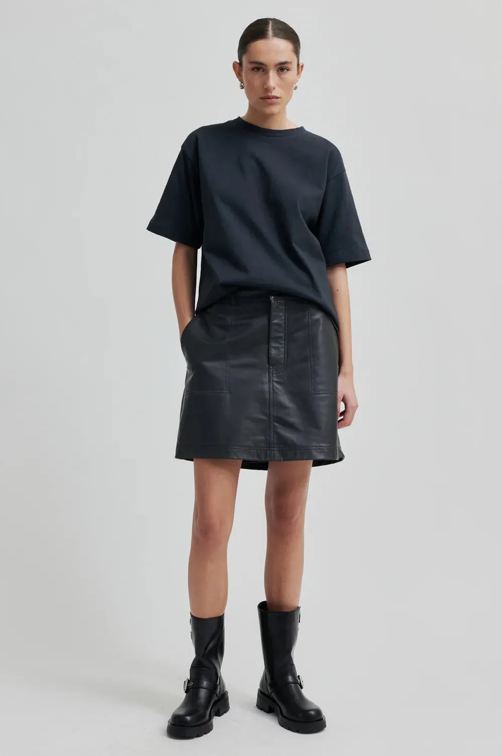 Letho Leather Skirt Volcanic Ash