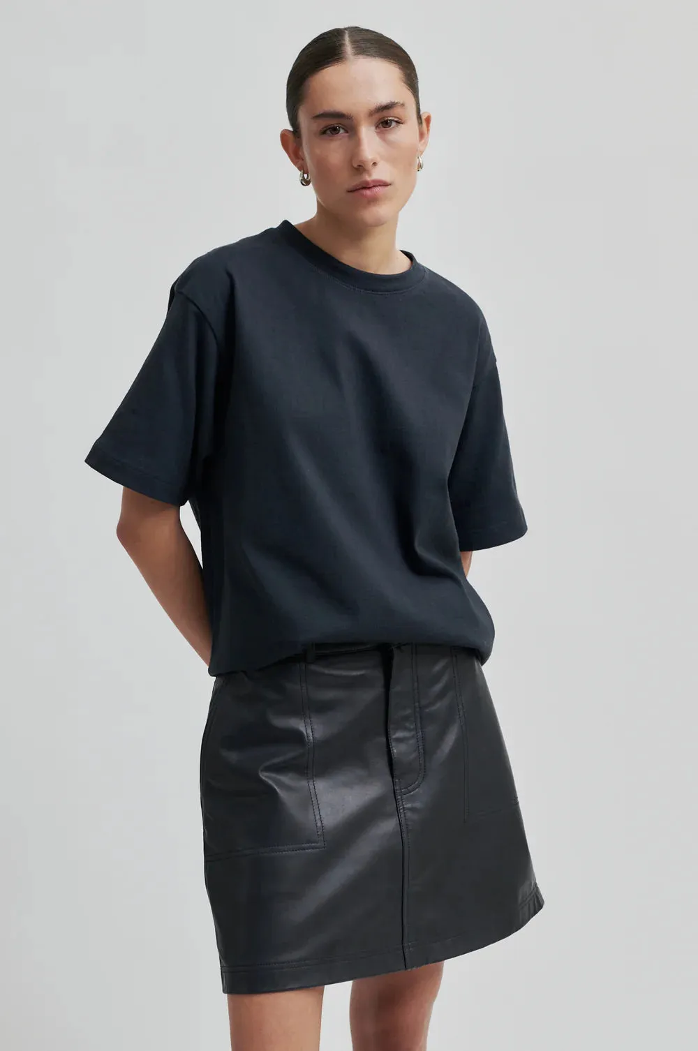 Letho Leather Skirt Volcanic Ash