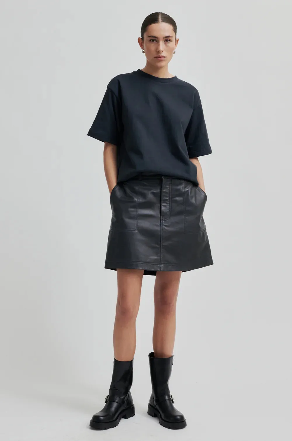 Letho Leather Skirt Volcanic Ash