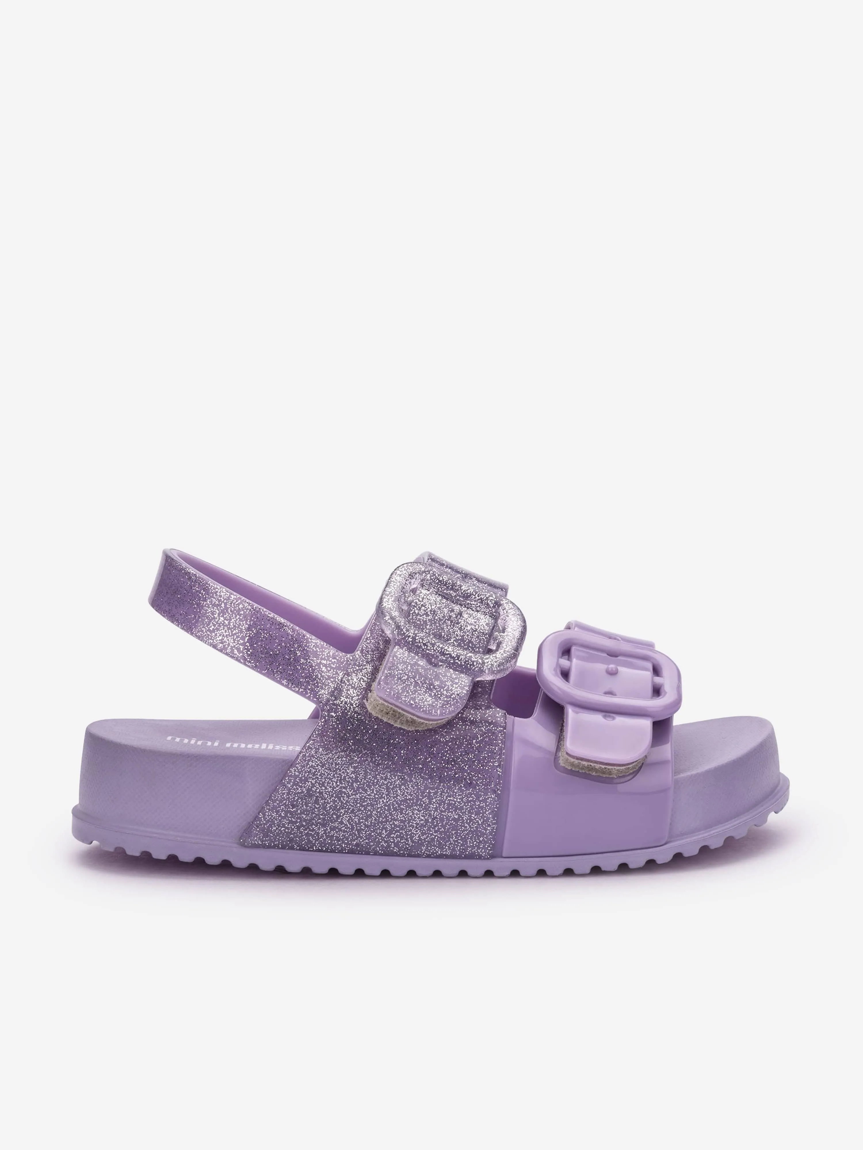 Mini Melissa Girls Cozy Glitter Sandals in Purple