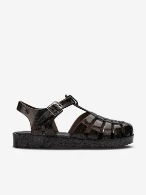 Mini Melissa Girls Possession Shiny Sandals in Black