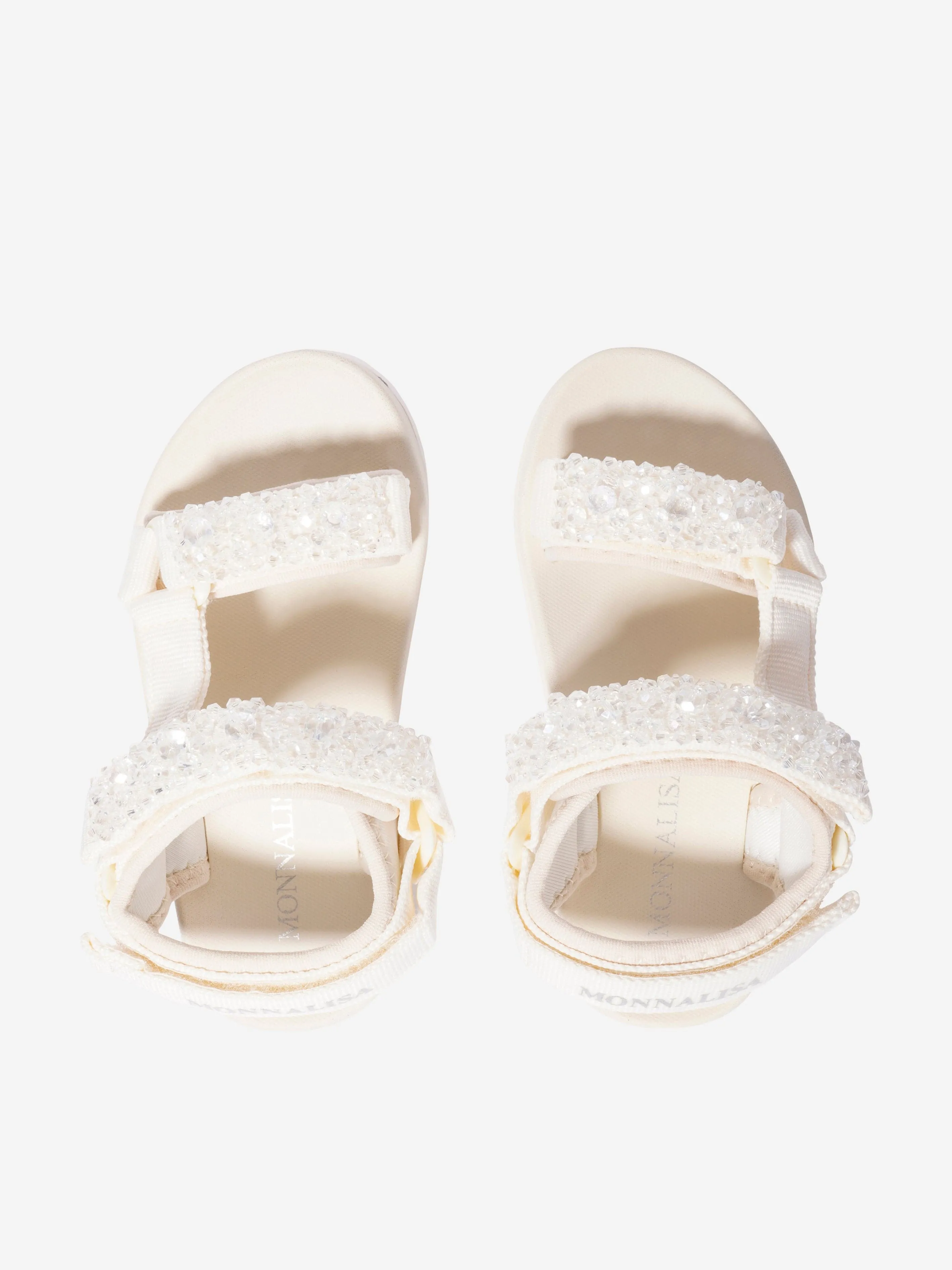 Monnalisa Girls Soft Embellished Sandals In Cream