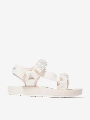 Monnalisa Girls Soft Embellished Sandals In Cream