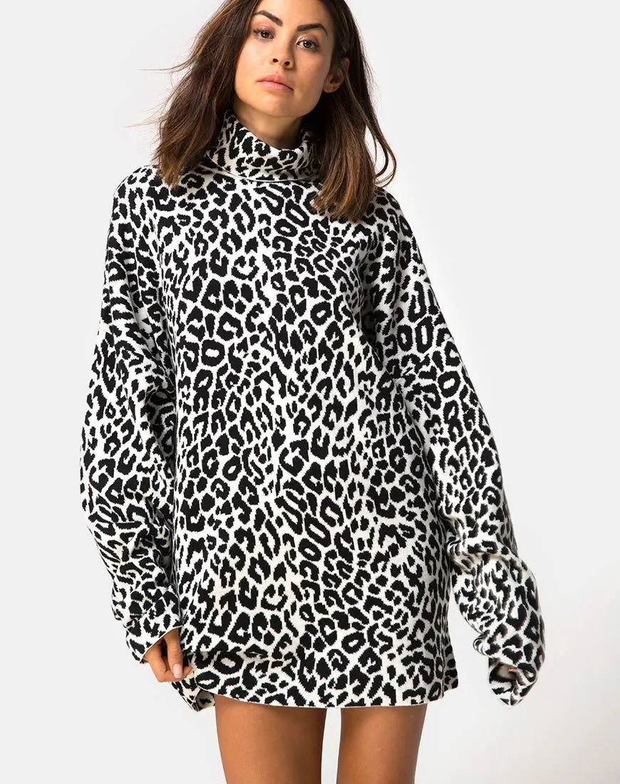 Neivie High Neck Jumper in Animal Knit