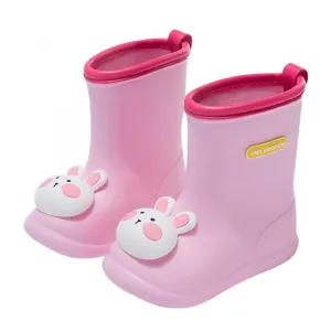 Pink 190Boys Girls Cartoon Cute Dinosaur Rabbit Children Rain Shoes Waterproof Pvc Rubber Non-slip Soft Toddler Kids Casual Rain Boots