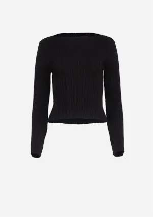 Ribbed Long Sleeve Knitted Top