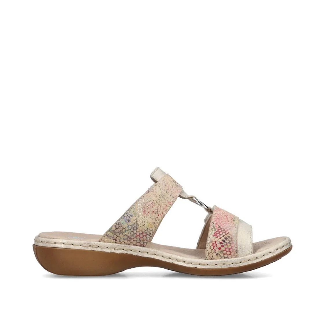 Rieker 659X6-90 Beige Metallic Multi Slip-On Sandals