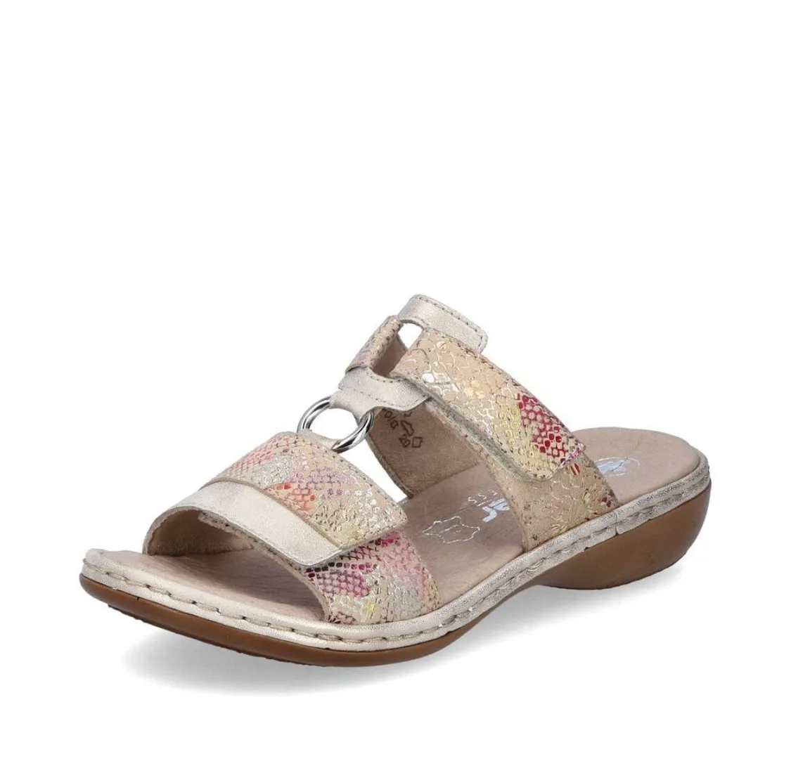 Rieker 659X6-90 Beige Metallic Multi Slip-On Sandals