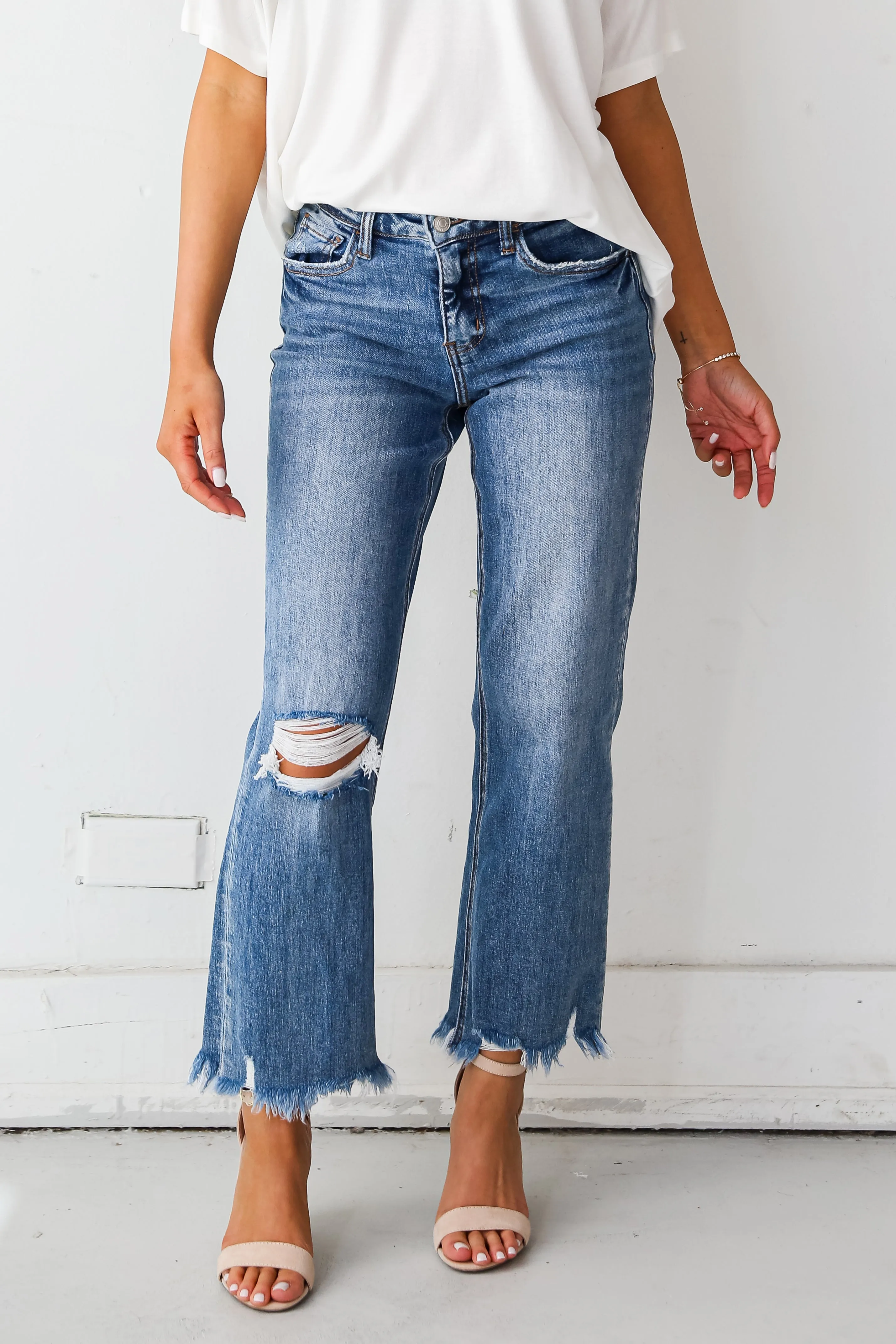 Sadie Medium Wash Distressed Dad Jeans Plus