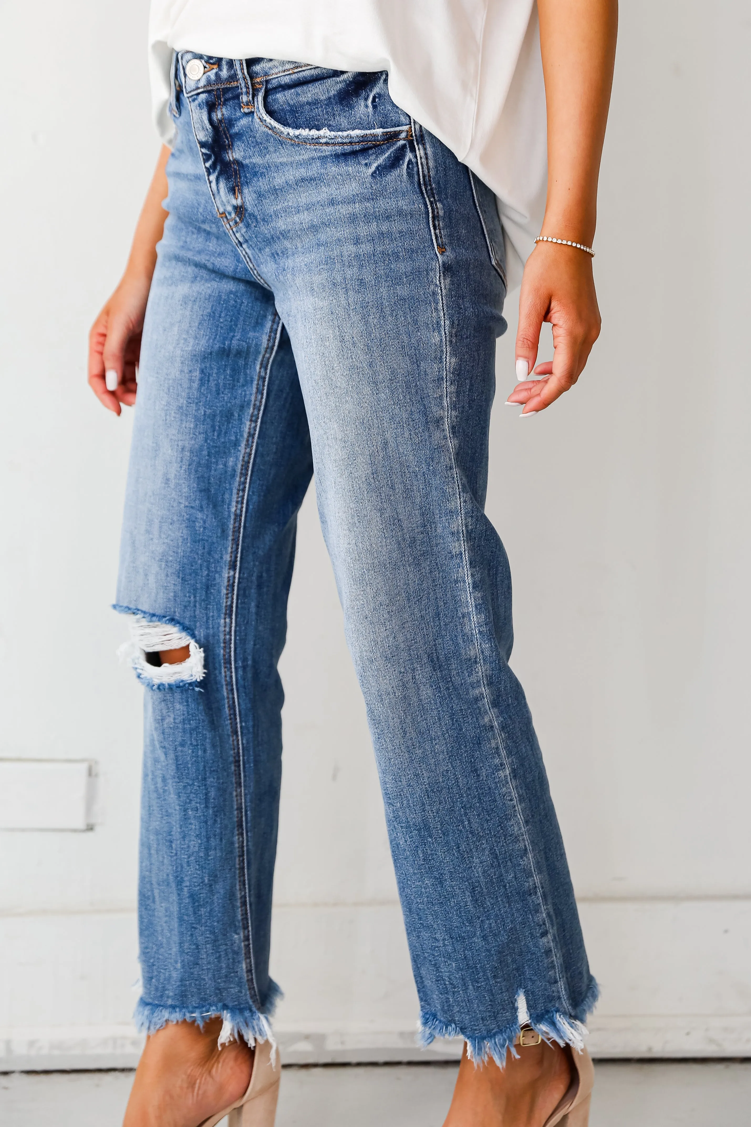 Sadie Medium Wash Distressed Dad Jeans Plus